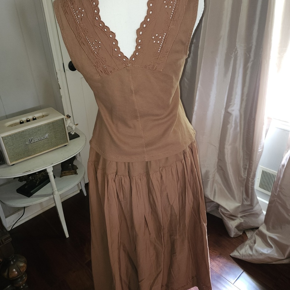 Free People Gesibelle Skirt Set. Earthy.Boho Chic, Cottagecor NWT Macadamia... - Picture 6 of 9